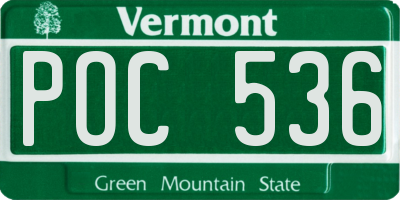 VT license plate POC536