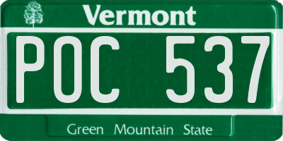 VT license plate POC537