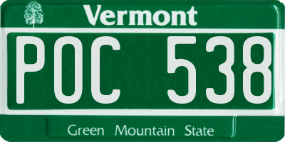 VT license plate POC538