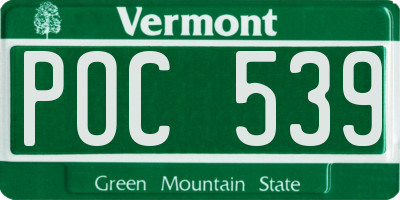 VT license plate POC539