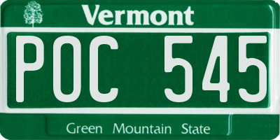 VT license plate POC545