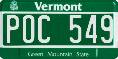 VT license plate POC549