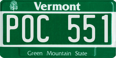 VT license plate POC551