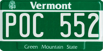 VT license plate POC552