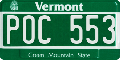 VT license plate POC553