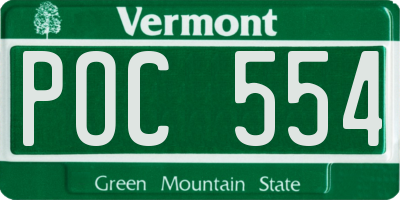 VT license plate POC554