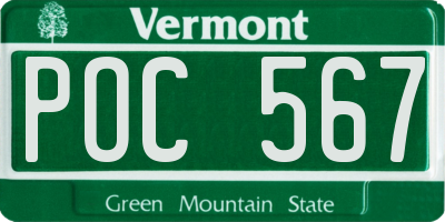 VT license plate POC567