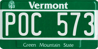 VT license plate POC573