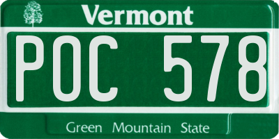 VT license plate POC578