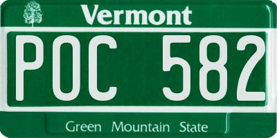 VT license plate POC582