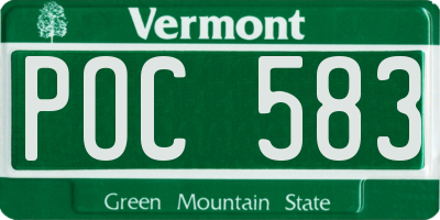 VT license plate POC583