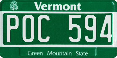 VT license plate POC594
