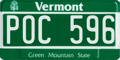 VT license plate POC596