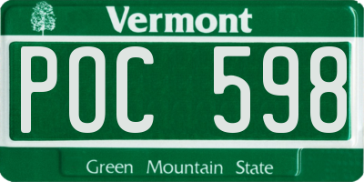 VT license plate POC598