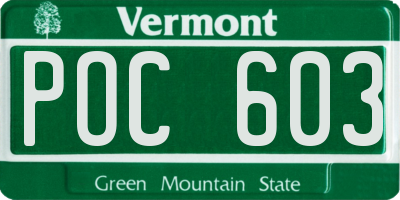 VT license plate POC603