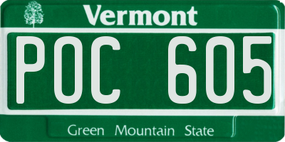 VT license plate POC605