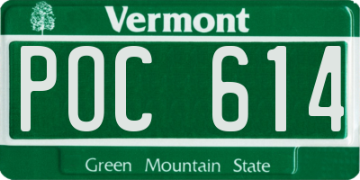 VT license plate POC614