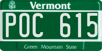 VT license plate POC615