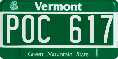 VT license plate POC617
