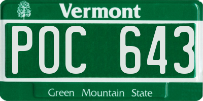 VT license plate POC643