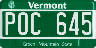 VT license plate POC645