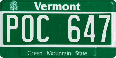 VT license plate POC647