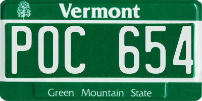 VT license plate POC654