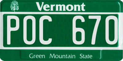 VT license plate POC670