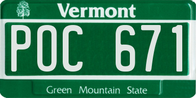 VT license plate POC671