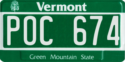 VT license plate POC674