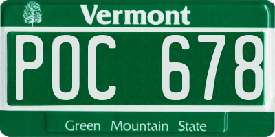 VT license plate POC678