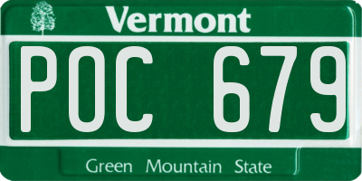 VT license plate POC679