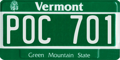 VT license plate POC701