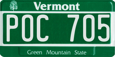 VT license plate POC705