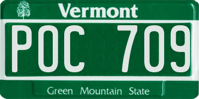 VT license plate POC709