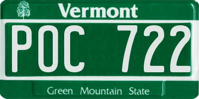 VT license plate POC722