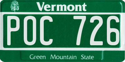 VT license plate POC726