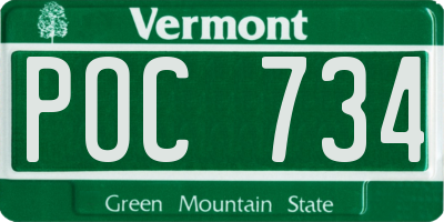 VT license plate POC734
