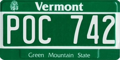 VT license plate POC742