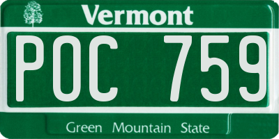 VT license plate POC759