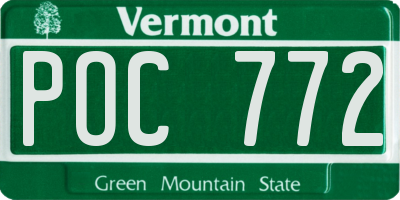 VT license plate POC772