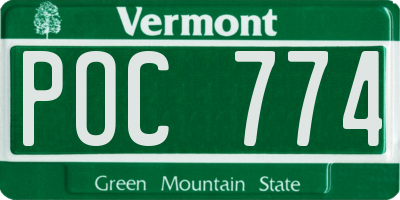 VT license plate POC774