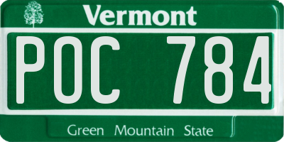 VT license plate POC784