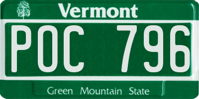 VT license plate POC796