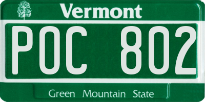 VT license plate POC802