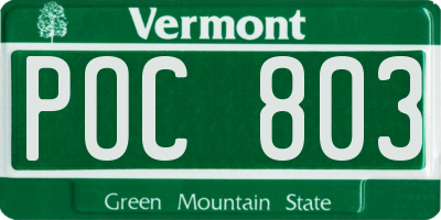 VT license plate POC803