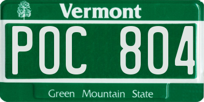 VT license plate POC804