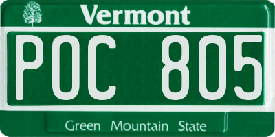 VT license plate POC805