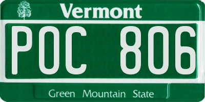 VT license plate POC806