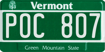 VT license plate POC807